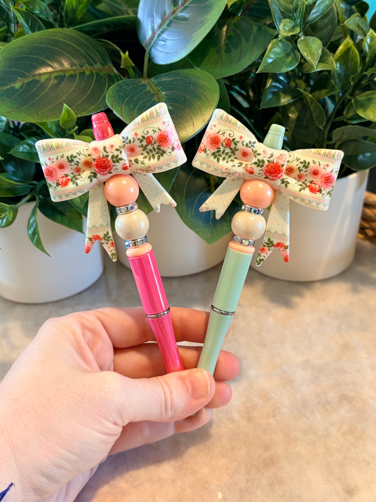 Vintage floral opal pen